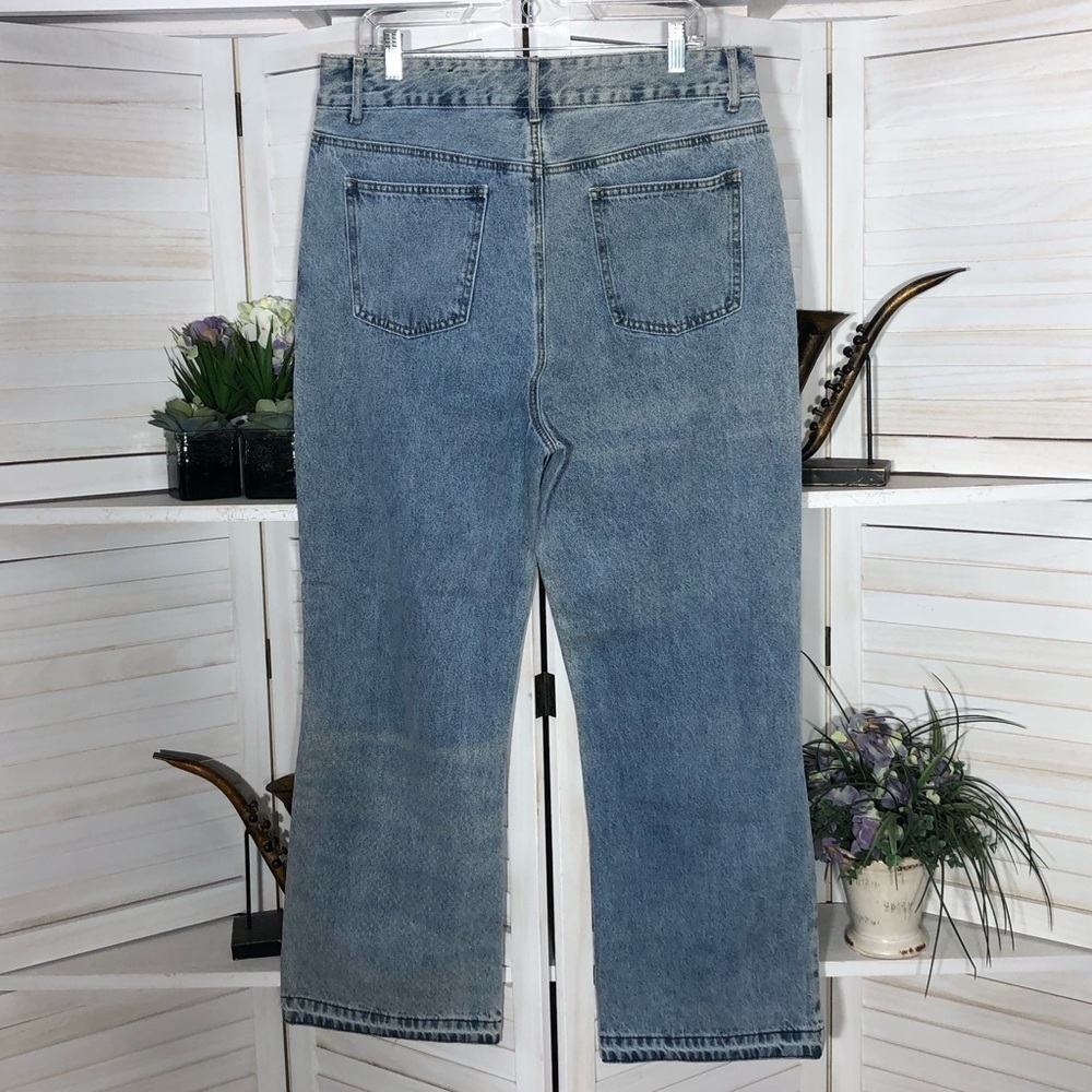 Fashion Nova Y2K Distressed Blue Wide Leg Jeans Plus Size - Picture 3 of 10